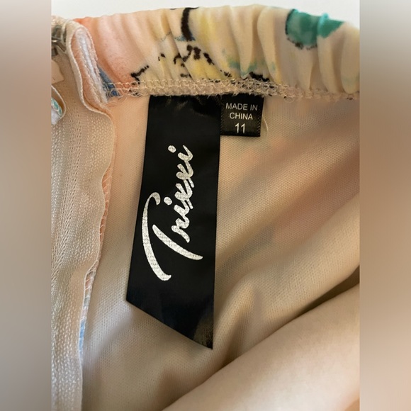 NWT Trixxi Juniors Size 11 Strapless Chiffon Day Dress Mini Watercolors - Picture 4 of 6